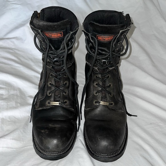 Harley Davidson RARE Vintage Boots Mens 12 Tie Side Zip Fade Thrashed Ret Biker - Picture 1 of 16